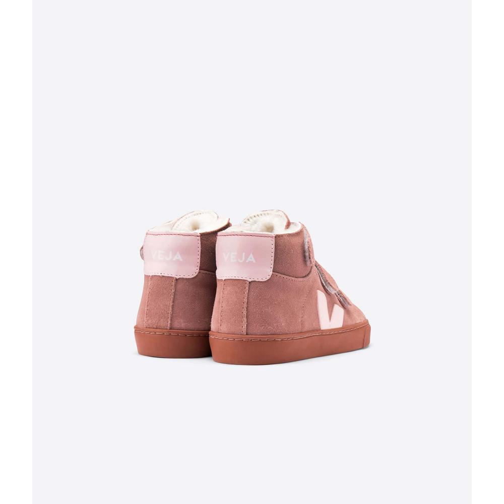 Pink Kids' Veja ESPLAR MID FURED SUEDE Shoes | AU 759ILH